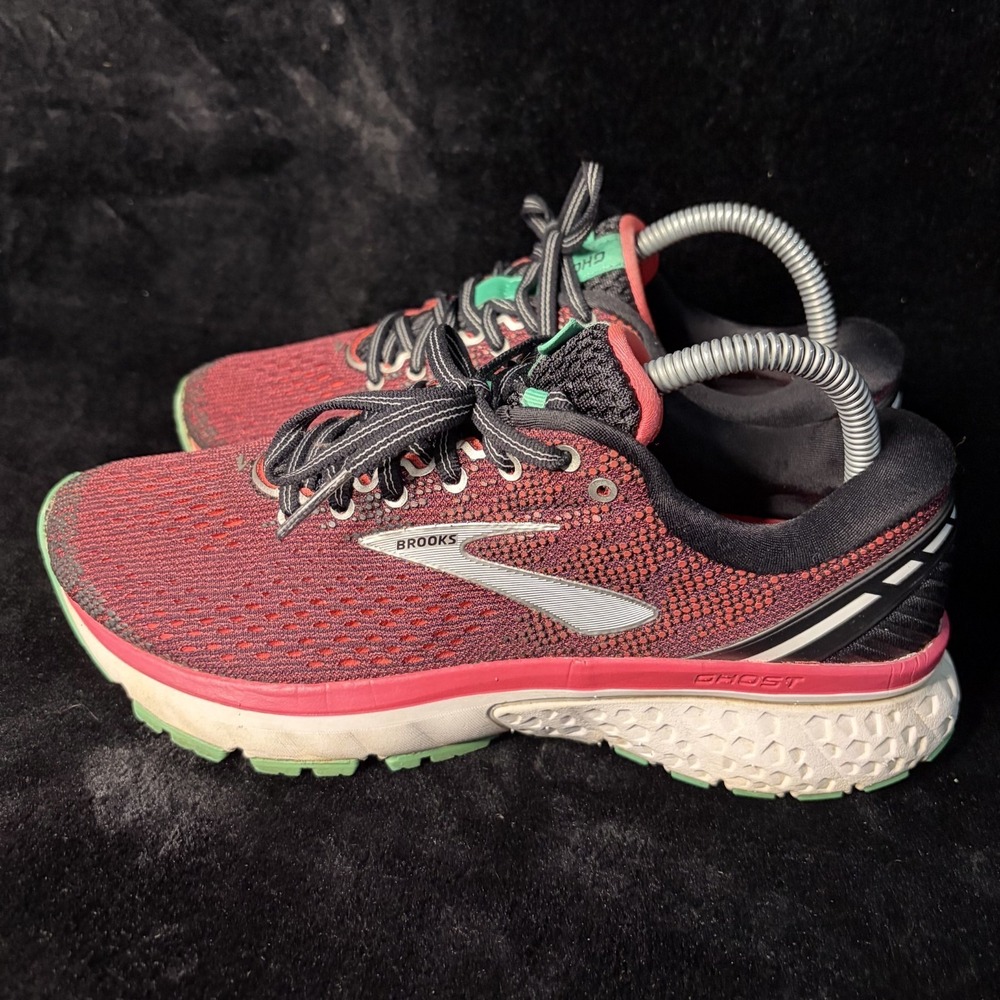 Brooks Ghost‎ 11 1202771B017 Sneakers Womens US 8.5 Red Black Knit Running Shoes